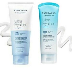 Missha Super Aqua Cleanser + Peeling Gel 2-Pack Korean Hyaluronic K-Beauty
